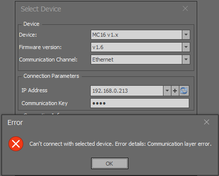 Communication layer error